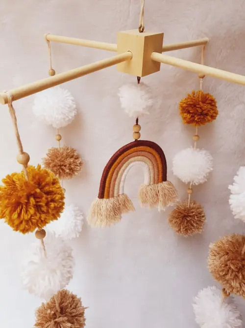 Móbile Boho Arco-íris Para Berço Tons Terrosos Bebe Infantil