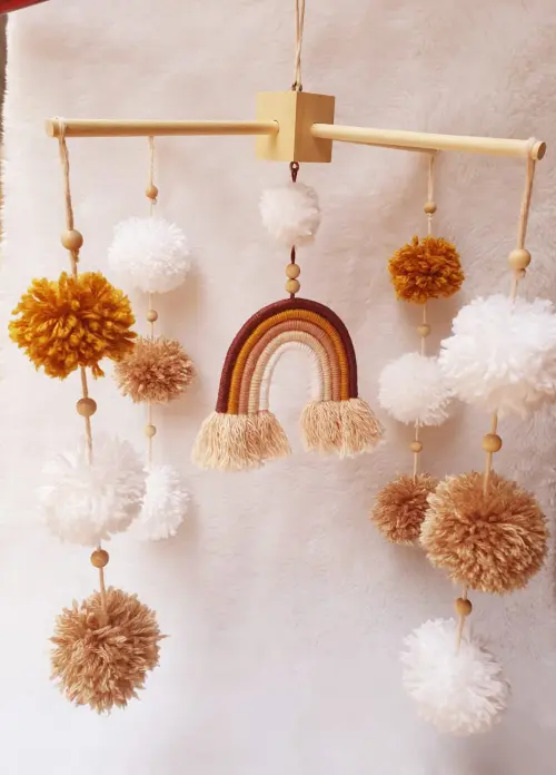 Móbile Boho Arco-íris Para Berço Tons Terrosos Bebe Infantil