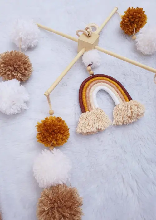 Móbile Boho Arco-íris Para Berço Tons Terrosos Bebe Infantil