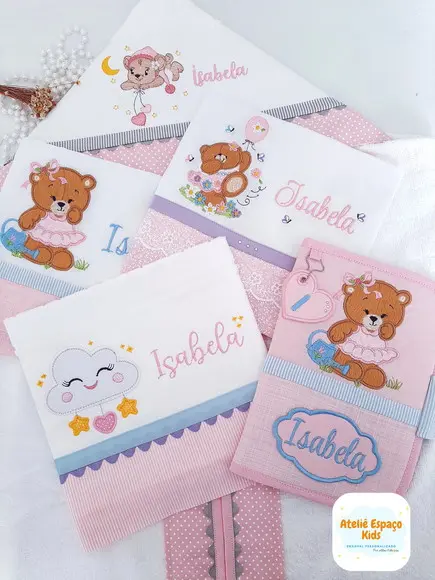 Toalha, Fralda Passeio e Boca, Toalhinha e Capa Caderneta