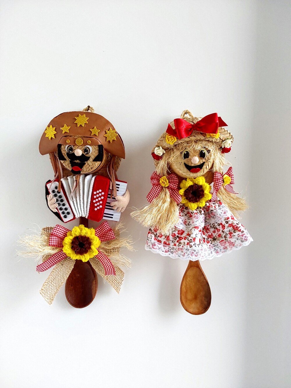 Colher de Pau Festa Junina Decorada em feltro - kit com 2