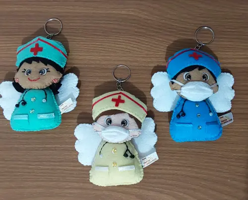 Chaveiro Anjos da Saúde em feltro