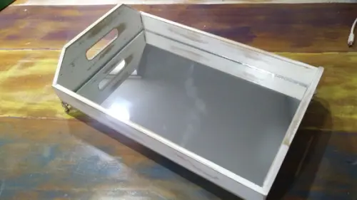Bandeja com Espelho em Patina com Pés Metal