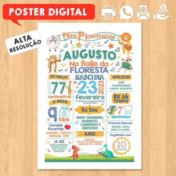 Arte Digital Aniversário A3 30x42cm Baile da Floresta