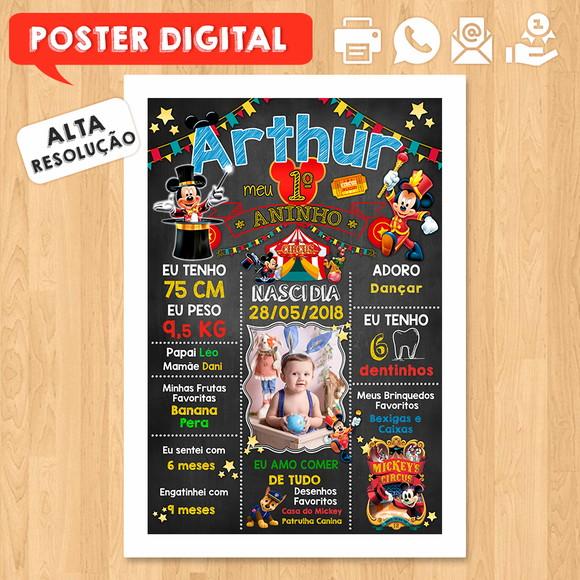 Arte Digital Aniversário A3 30x42cm Circo do Mickey
