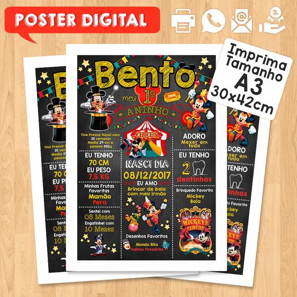 Arte Digital Aniversário A3 30x42cm Circo do Mickey