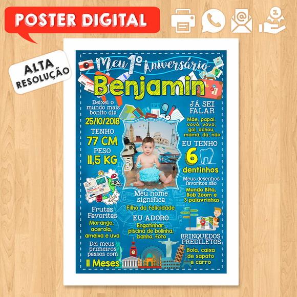 Arte Digital Aniversário Viajem Viajante com Foto