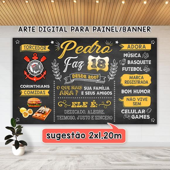 Arte Digital Banner Painel Chalkboard Aniversário 18 Anos