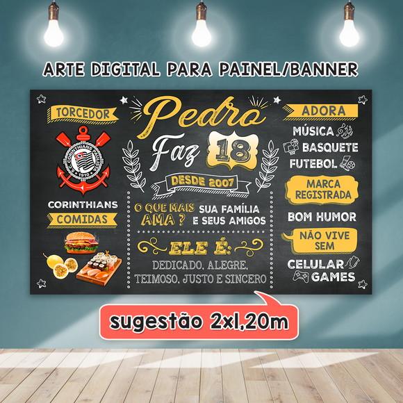 Arte Digital Banner Painel Chalkboard Aniversário 18 Anos