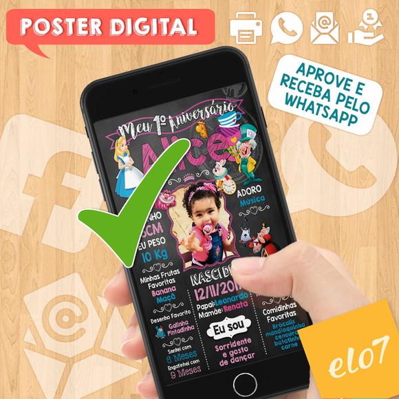 Arte Digital Chalkboard Alice no País das Maravilhas
