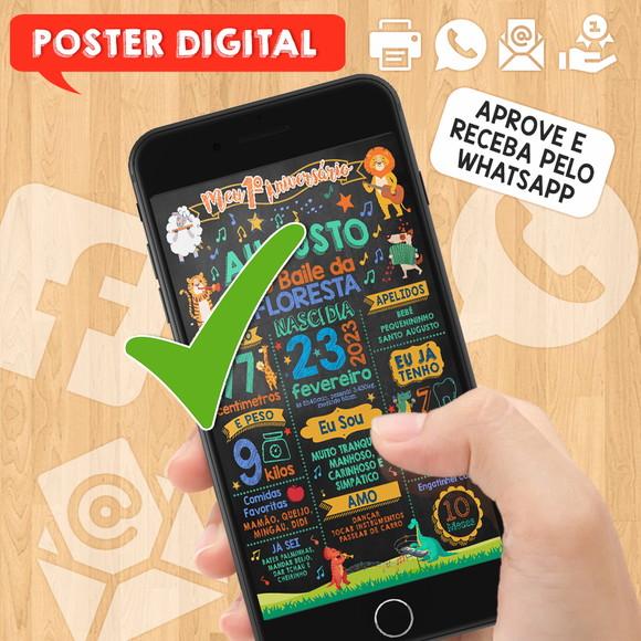 Arte Digital Chalkboard Aniversário 30x42 Baile da Floresta