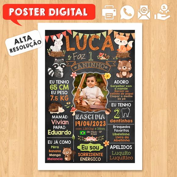 Arte Digital Chalkboard Aniversário 30x42cm Bosque Encantado