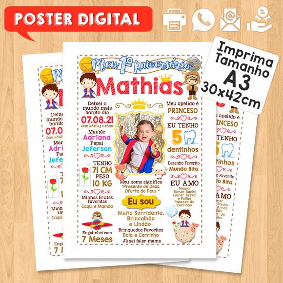 Arte Digital Chalkboard Aniversário 30x42cm Pequeno Príncipe