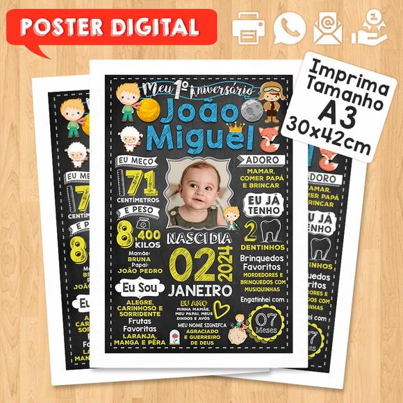 Arte Digital Chalkboard Aniversário 30x42cm Pequeno Príncipe