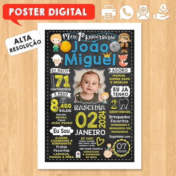 Arte Digital Chalkboard Aniversário 30x42cm Pequeno Príncipe