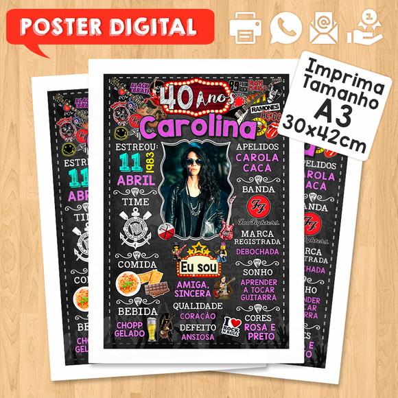 Arte Digital Chalkboard Aniversário 40 Anos Rock And Roll