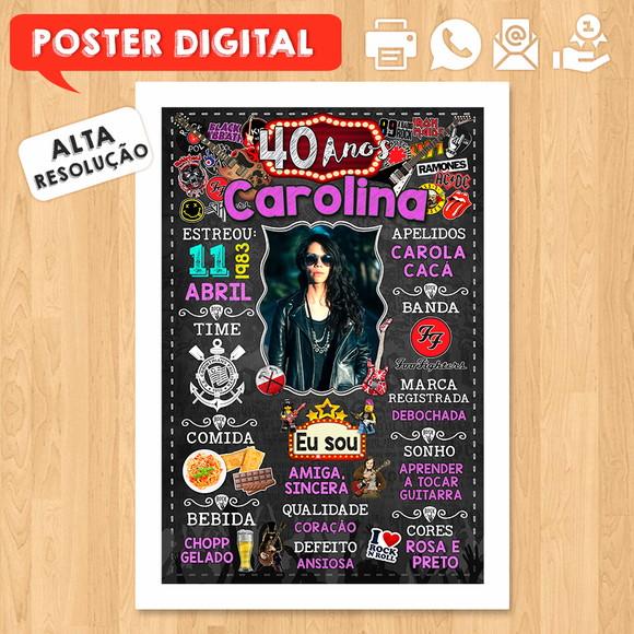 Arte Digital Chalkboard Aniversário 40 Anos Rock And Roll