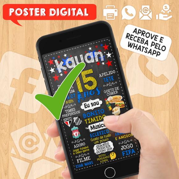 Arte Digital Chalkboard Aniversário A3 15 Anos Menino