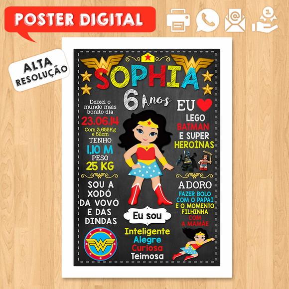 Arte Digital Chalkboard Aniversário A3 30x42 Mulher Maraviha
