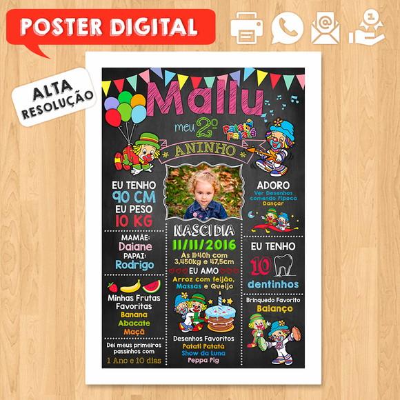 Arte Digital Chalkboard Aniversário A3 30x42 Patati Patatá