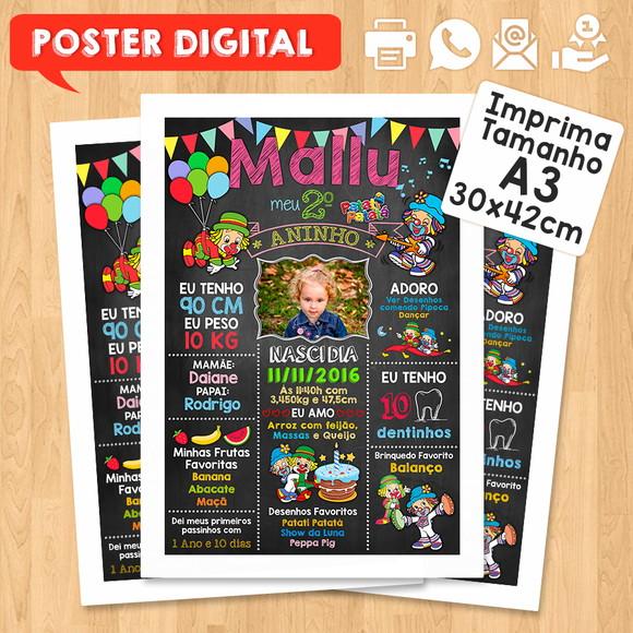 Arte Digital Chalkboard Aniversário A3 30x42 Patati Patatá