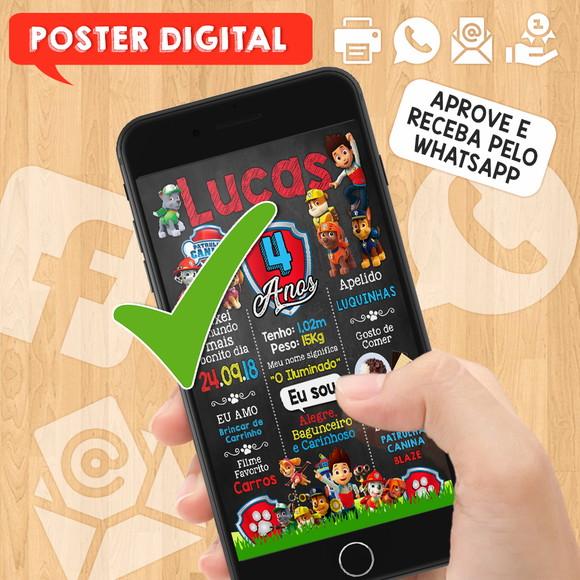 Arte Digital Chalkboard Aniversário A3 30x42 Patrulha Canina