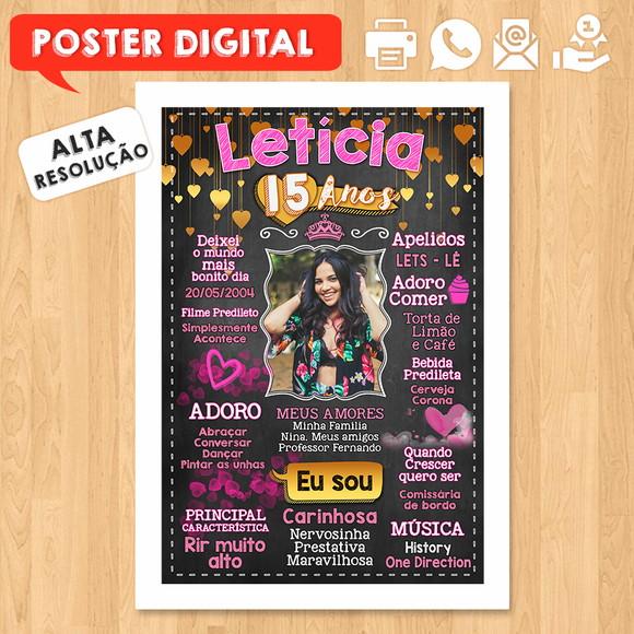 Arte Digital Chalkboard Aniversário A3 30x42cm 15 Anos