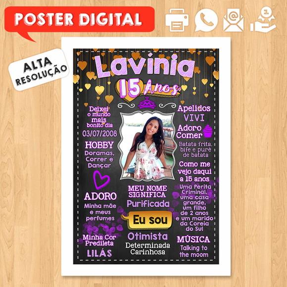 Arte Digital Chalkboard Aniversário A3 30x42cm 15 Anos