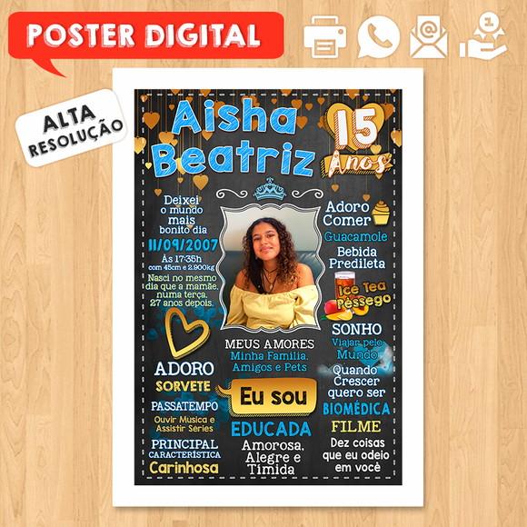Arte Digital Chalkboard Aniversário A3 30x42cm 15 Anos
