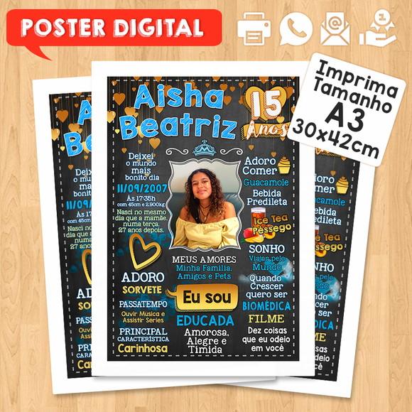 Arte Digital Chalkboard Aniversário A3 30x42cm 15 Anos