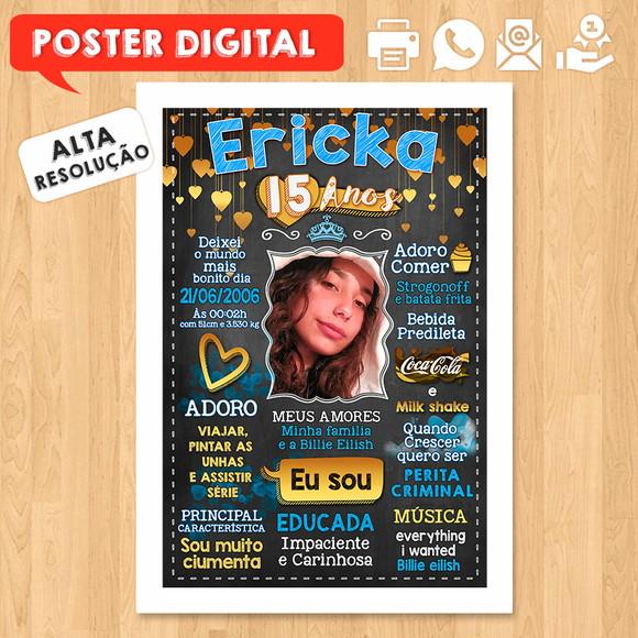 Arte Digital Chalkboard Aniversário A3 30x42cm 15 Anos