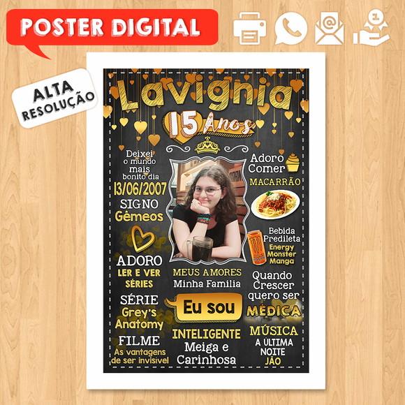 Arte Digital Chalkboard Aniversário A3 30x42cm 15 Anos