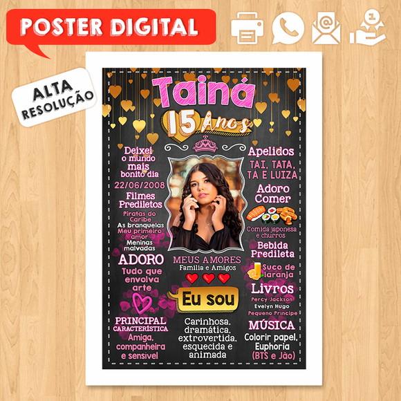 Arte Digital Chalkboard Aniversário A3 30x42cm 15 Anos