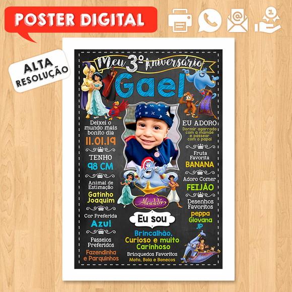 Arte Digital Chalkboard Aniversário A3 30x42cm Aladdin