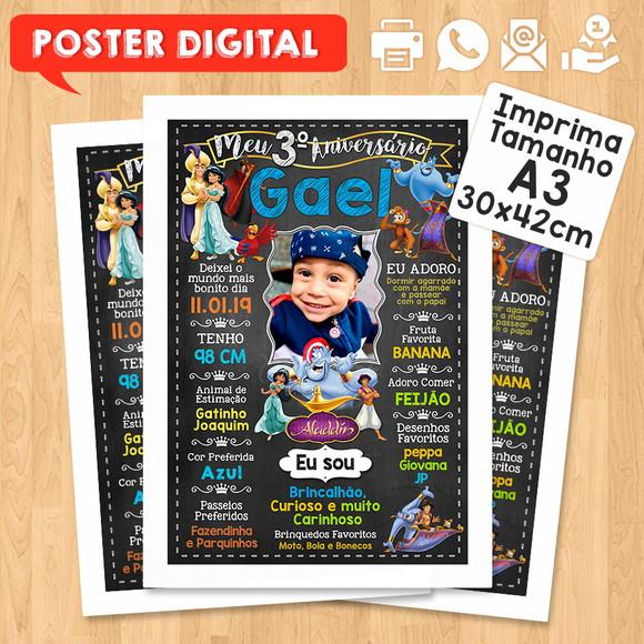 Arte Digital Chalkboard Aniversário A3 30x42cm Aladdin