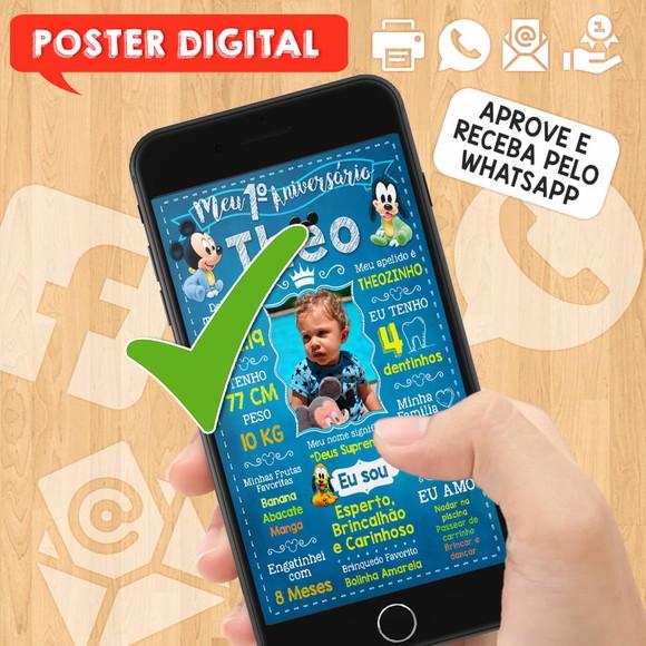 Arte Digital Chalkboard Aniversário A3 30x42cm Baby Disney