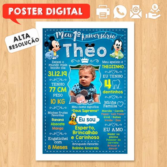 Arte Digital Chalkboard Aniversário A3 30x42cm Baby Disney