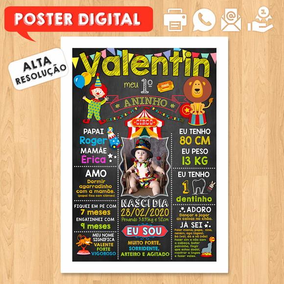 Arte Digital Chalkboard Aniversário A3 30x42cm Circo