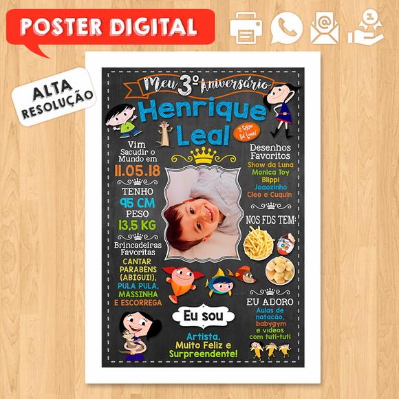 Arte Digital Chalkboard Aniversário A3 30x42cm Dona Aranha