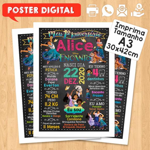 Arte Digital Chalkboard Aniversário A3 30x42cm Encanto