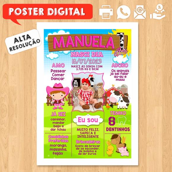 Arte Digital Chalkboard Aniversário A3 30x42cm Fazendinha