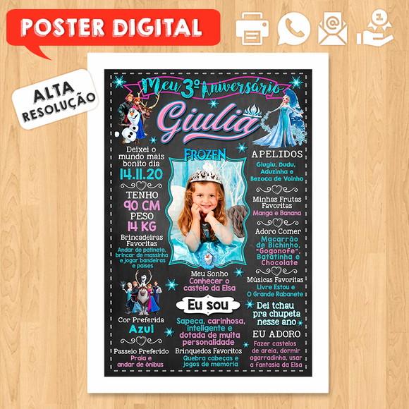 Arte Digital Chalkboard Aniversário A3 30x42cm Frozen