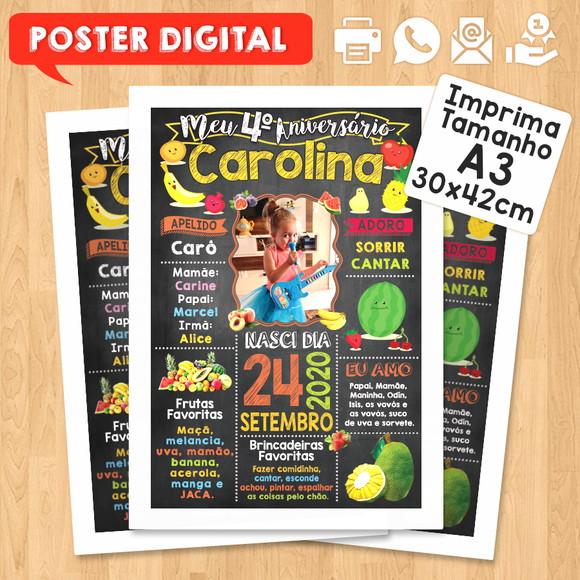Arte Digital Chalkboard Aniversário A3 30x42cm Frutas