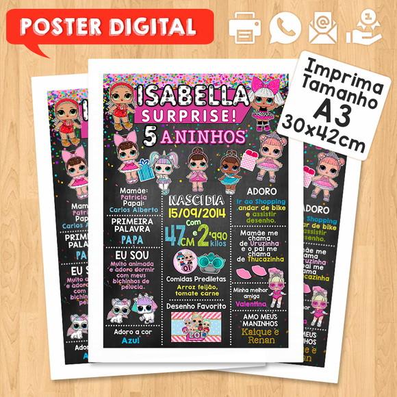 Arte Digital Chalkboard Aniversário A3 30x42cm Lol Surprise