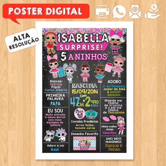 Arte Digital Chalkboard Aniversário A3 30x42cm Lol Surprise