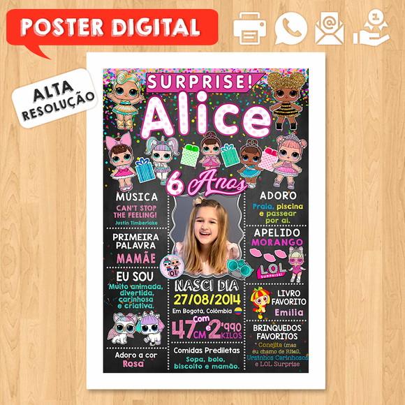 Arte Digital Chalkboard Aniversário A3 30x42cm Lol Surprise