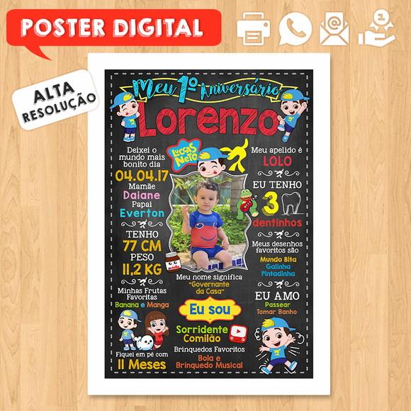 Arte Digital Chalkboard Aniversário A3 30x42cm Luccas Neto