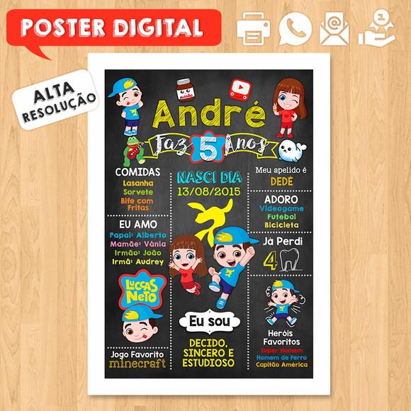 Arte Digital Chalkboard Aniversário A3 30x42cm Luccas Neto