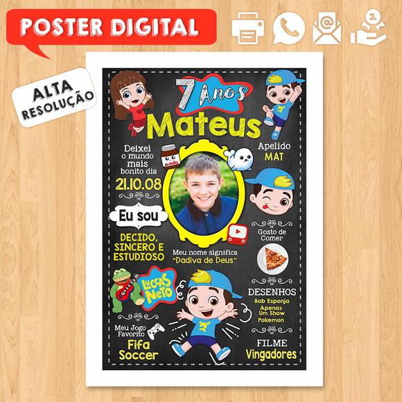 Arte Digital Chalkboard Aniversário A3 30x42cm Luccas Neto