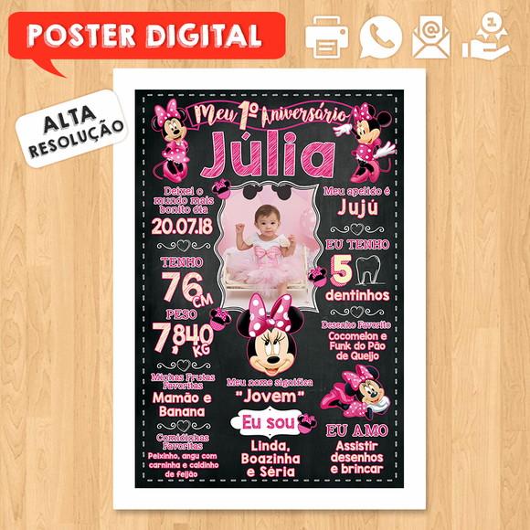 Arte Digital Chalkboard Aniversário A3 30x42cm Minnie
